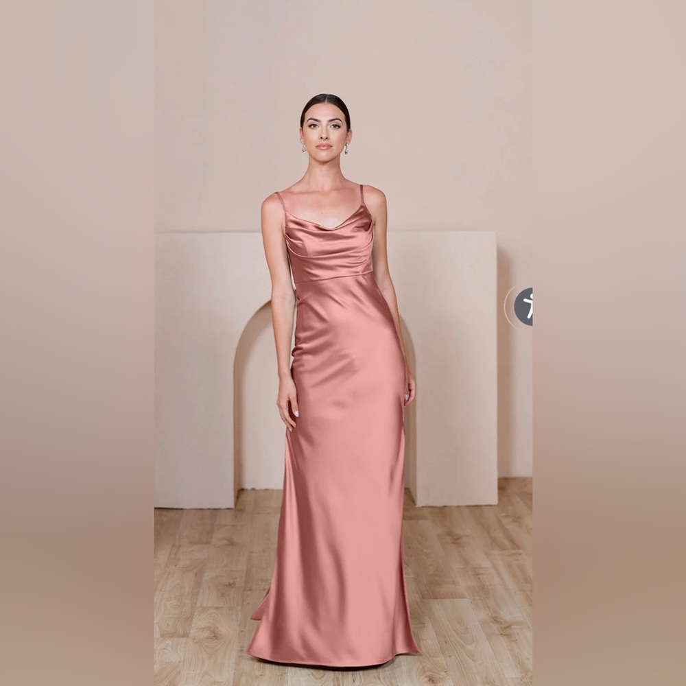 Revelry Skye Satin dress in Dessert Rose